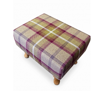 Clearance LUXE Small Footstool in Balmoral Heather Tartan Fabric