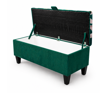 Clearance Storage Bench Stool in Green Geormetrica Velvet Fabric