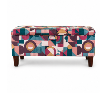 Clearance Storage Bench Stool in Purple Geormetrica Velvet Fabric