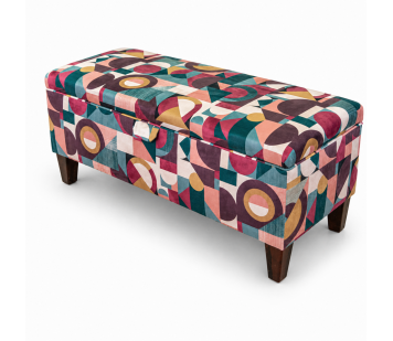 Clearance Storage Bench Stool in Purple Geormetrica Velvet Fabric