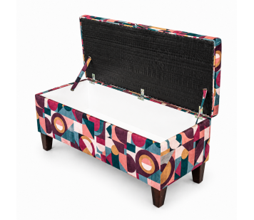 Clearance Storage Bench Stool in Purple Geormetrica Velvet Fabric