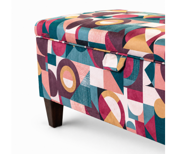 Clearance Storage Bench Stool in Purple Geormetrica Velvet Fabric