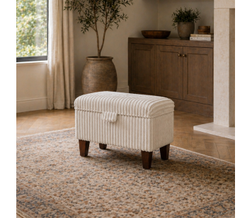 Clearance Storage Ottoman in a Beige Jumbo Cord Fabric