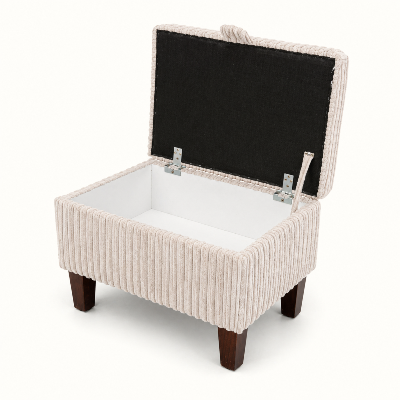Clearance Storage Ottoman in a Beige Jumbo Cord Fabric Clearance Storage Ottoman in a Beige Jumbo Cord Fabric