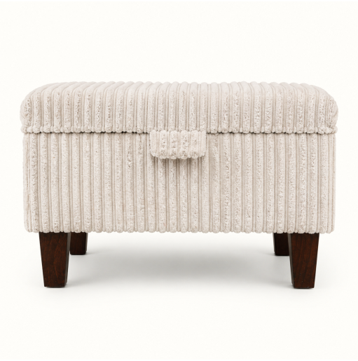 Clearance Storage Ottoman in a Beige Jumbo Cord Fabric