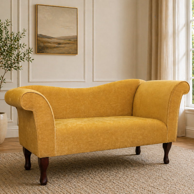 Clearance Chaise Sofa in a Pimlico Crush Corn Fabric Clearance Chaise Sofa in a Pimlico Crush Corn Fabric