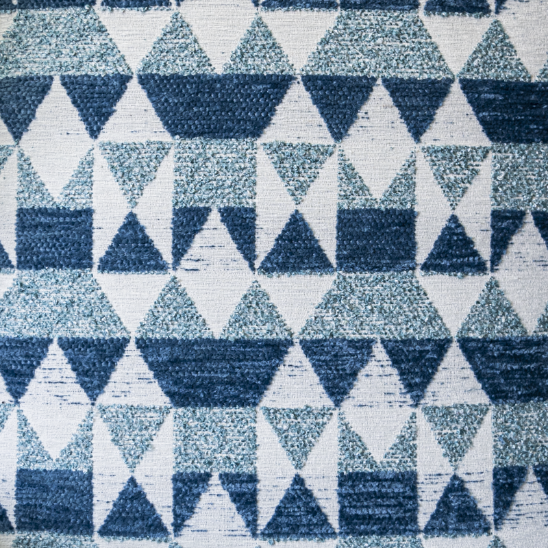 Blue Geometrical Chenille Fabric