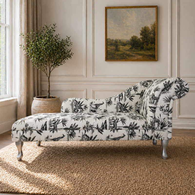 70" Large Chaise Longue in Fryetts Safari Natural Fabric