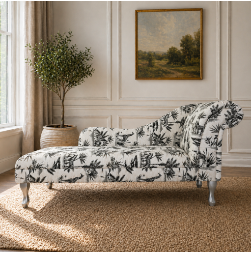 70" Large Chaise Longue in Fryetts Safari Natural Fabric