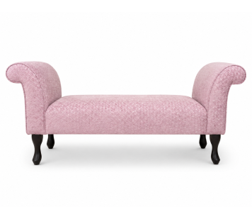 56" Medium Window Seat Settle in Pink Livorno Powder Chenille Fabric
