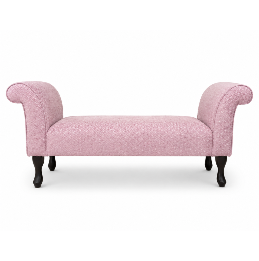 56" Medium Window Seat Settle in Pink Livorno Powder Chenille Fabric