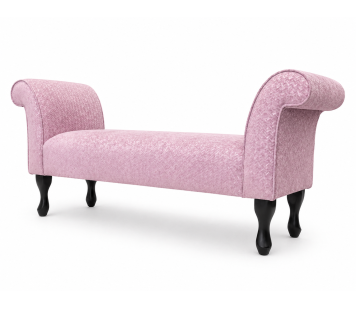 56" Medium Window Seat Settle in Pink Livorno Powder Chenille Fabric