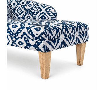 52" Medium Chaise Longue in Blue Marrakech Ink Cotton Fabric