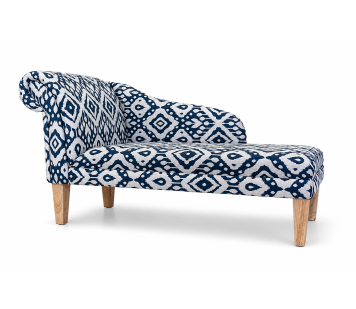 52" Medium Chaise Longue in Blue Marrakech Ink Cotton Fabric