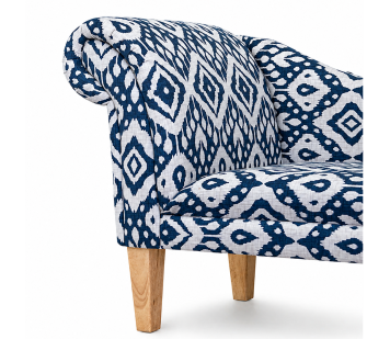 52" Medium Chaise Longue in Blue Marrakech Ink Cotton Fabric