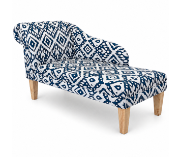 52" Medium Chaise Longue in Blue Marrakech Ink Cotton Fabric