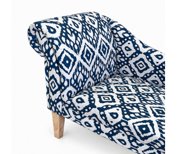 52" Medium Chaise Longue in Blue Marrakech Ink Cotton Fabric