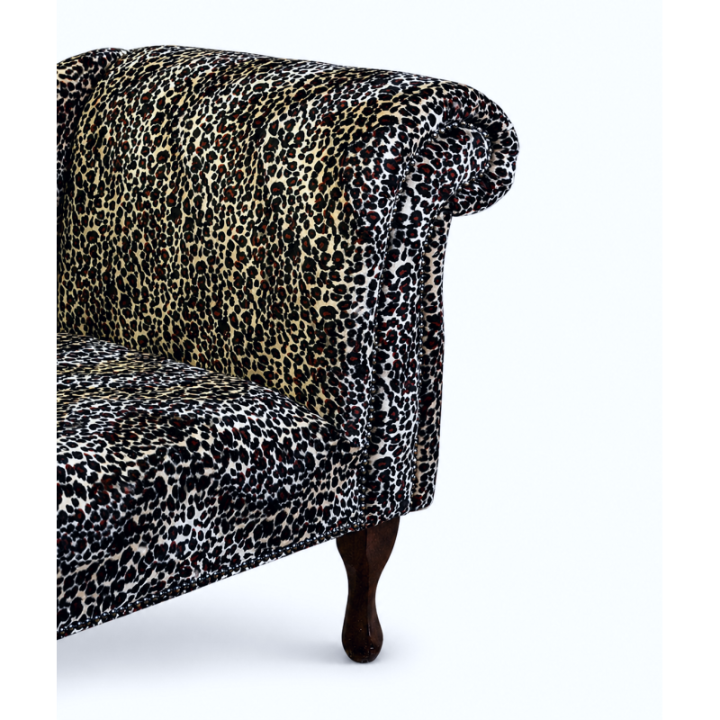 Mini Chaise Longue in Leopard Print Fabric with Studding | Beaumont Mini Chaise Longue in Leopard Print Fabric with Studding | Beaumont