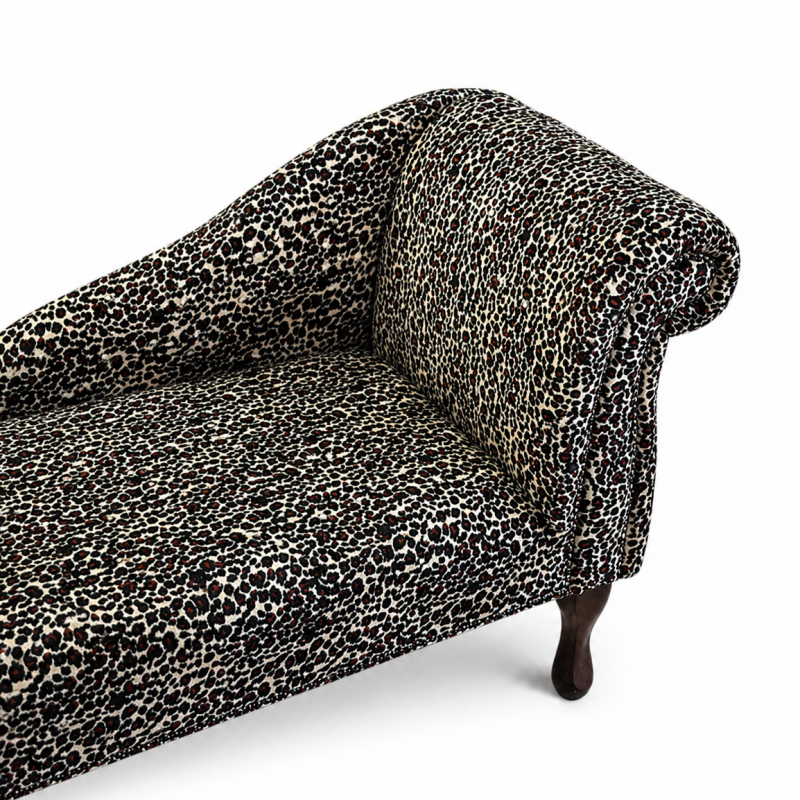 Mini Chaise Longue in Leopard Print Fabric with Studding | Beaumont Mini Chaise Longue in Leopard Print Fabric with Studding | Beaumont