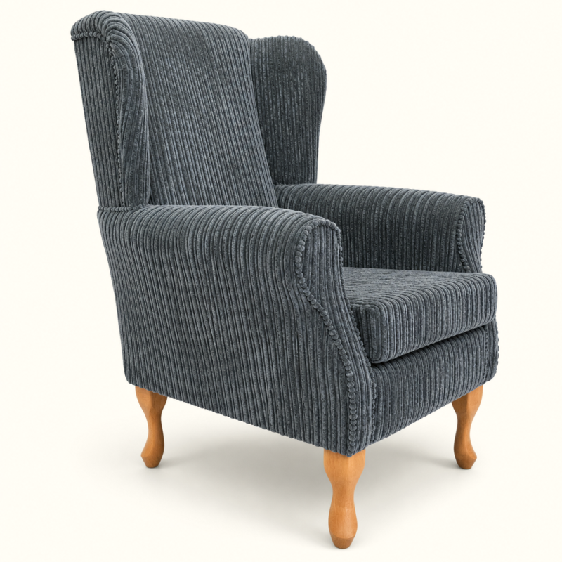 Clearance Standard Wingback Westoe Chair in Grey Jumbo Cord