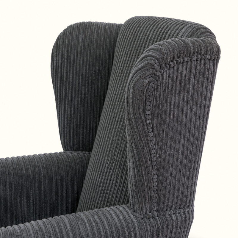 Clearance Standard Wingback Westoe Chair in Grey Jumbo Cord