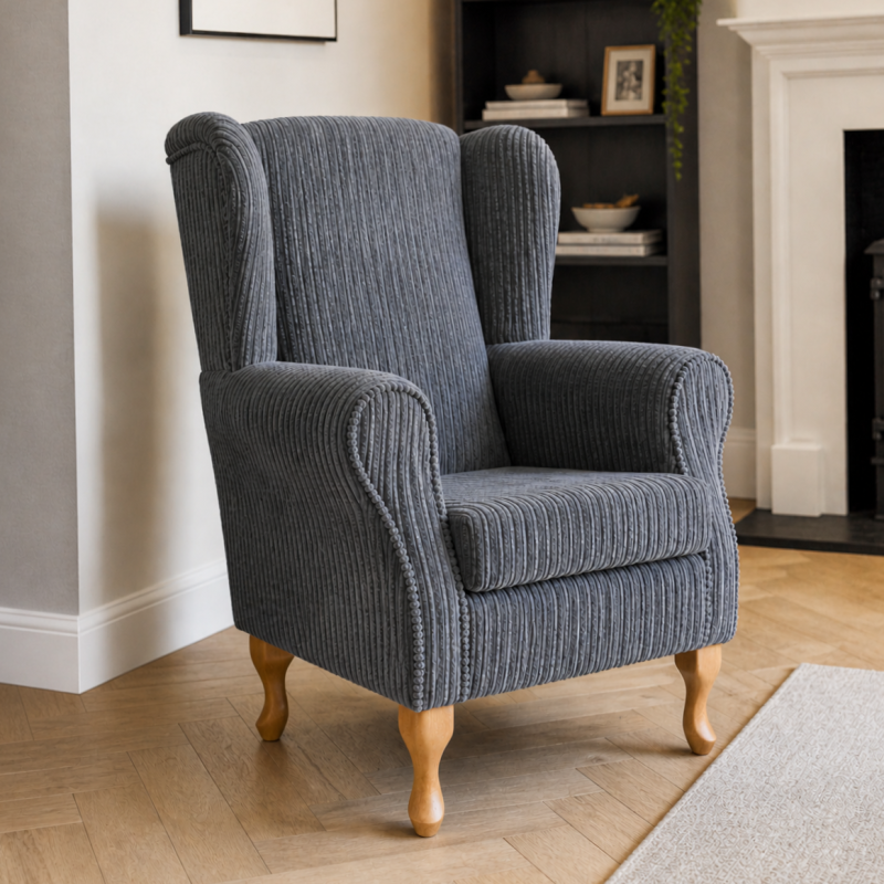 Clearance Standard Wingback Westoe Chair in Grey Jumbo Cord