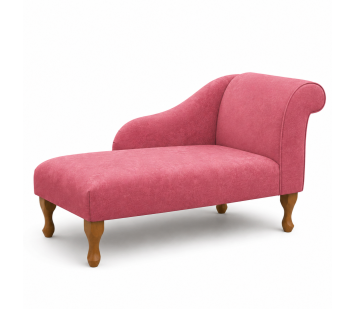 Right Facing 41" Chaise Longue in a Plush Flamingo Pink Fabric