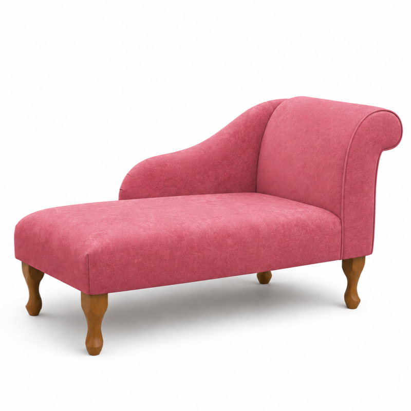 Right Facing 41" Chaise Longue in a Plush Flamingo Pink Fabric