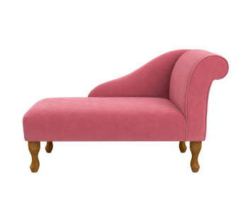 Right Facing 41" Chaise Longue in a Plush Flamingo Pink Fabric