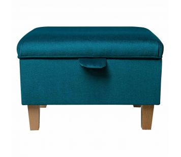 Clearance Storage Footstool Ottoman in a Malta Peacock Luxury Velvet Fabric