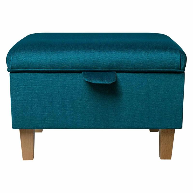 Clearance Storage Footstoolin a Malta Peacock Luxury Velvet | Beaumont Clearance Storage Footstoolin a Malta Peacock Luxury Velvet | Beaumont
