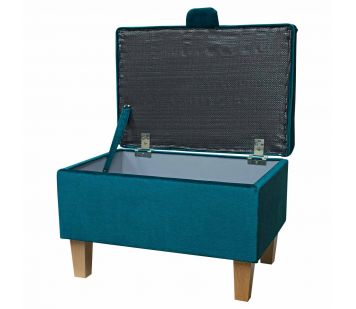 Clearance Storage Footstool Ottoman in a Malta Peacock Luxury Velvet Fabric