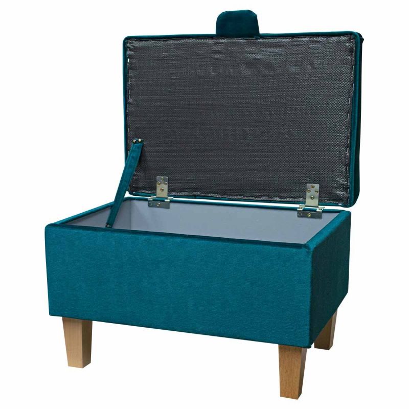 Clearance Storage Footstoolin a Malta Peacock Luxury Velvet | Beaumont Clearance Storage Footstoolin a Malta Peacock Luxury Velvet | Beaumont