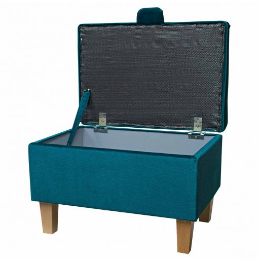 Clearance Storage Footstool Ottoman in a Malta Peacock Luxury Velvet Fabric