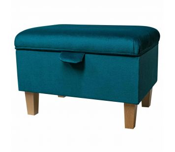 Clearance Storage Footstoolin a Malta Peacock Luxury Velvet | Beaumont