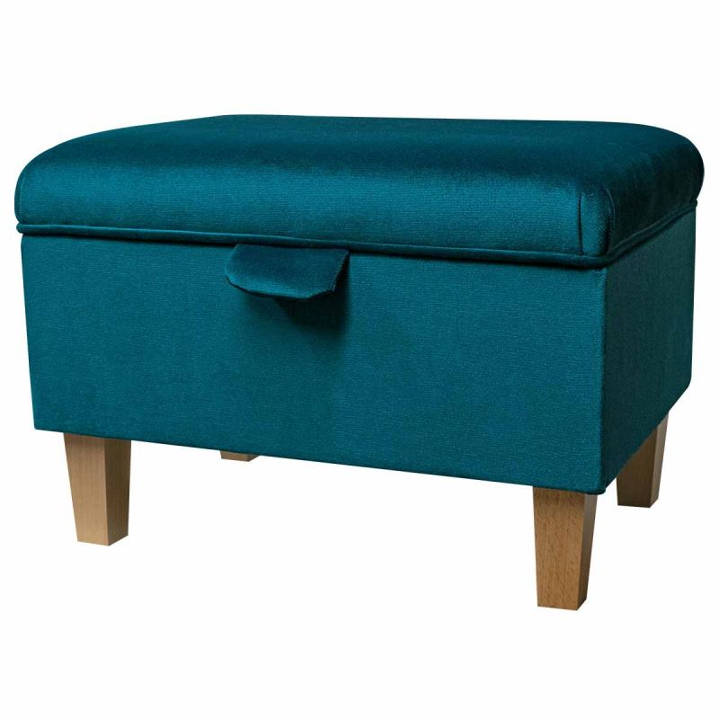 Clearance Storage Footstoolin a Malta Peacock Luxury Velvet | Beaumont Clearance Storage Footstoolin a Malta Peacock Luxury Velvet | Beaumont
