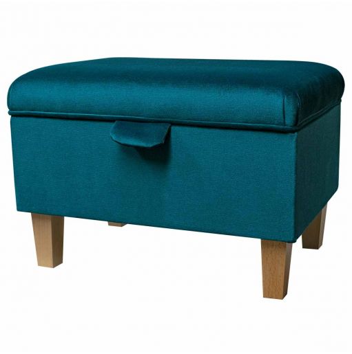 Clearance Storage Footstoolin a Malta Peacock Luxury Velvet | Beaumont