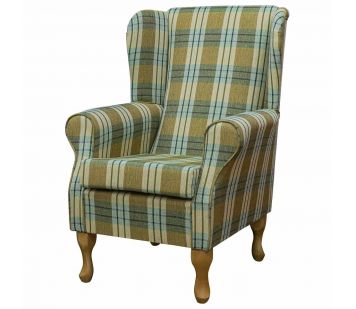 Clearance Standard Wingback Chair in a Kintyre Pampas Tartan Fabric
