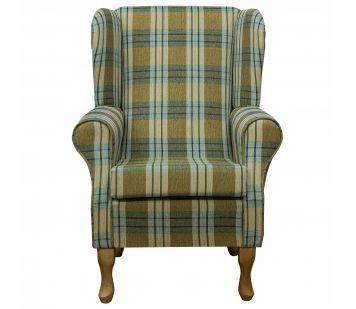 Clearance Standard Wingback Chair in a Kintyre Pampas Tartan Fabric