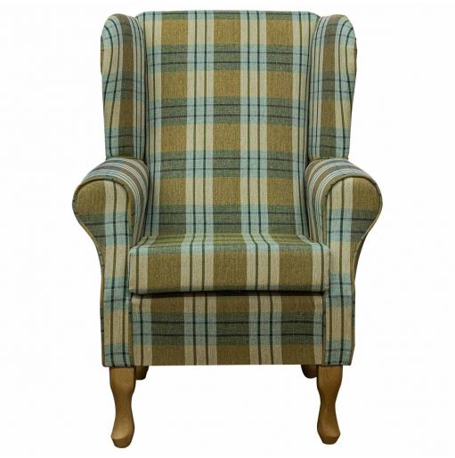 Clearance Standard Wingback Chair in a Kintyre Pampas Tartan Fabric