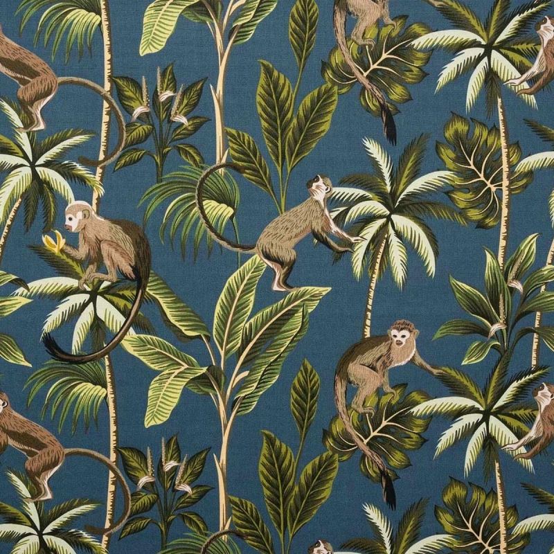 Monkey Teal 100% Cotton Print Fabric Monkey Teal 100% Cotton Print Fabric