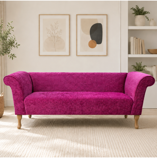 Clearance Compact 3 Seater Sofa in Carlton Fuchsia Fabric