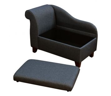 Clearance 41" Storage Chaise Longue in Grey Sawana Fabric