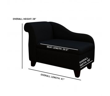 Clearance 41" Storage Chaise Longue in Grey Sawana Fabric