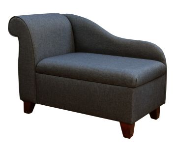 Clearance 41" Storage Chaise Longue in Grey Sawana Fabric
