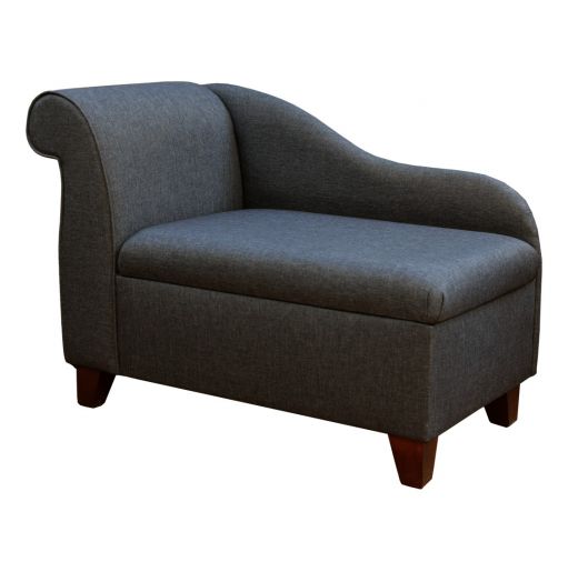Clearance 41" Storage Chaise Longue in Grey Sawana Fabric