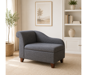 Clearance 41" Storage Chaise Longue in Grey Sawana Fabric