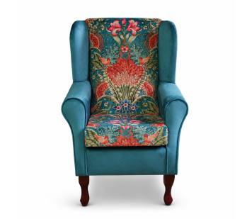 Clearance Standard Wingback Chair in Teal Babooshka & Monaco Fabrics
