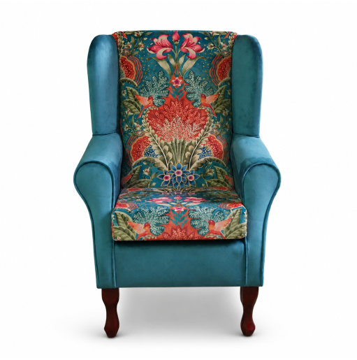 Clearance Standard Wingback Chair in Teal Babooshka & Monaco Fabrics
