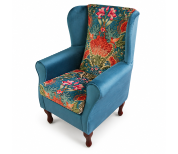 Clearance Standard Wingback Chair in Teal Babooshka & Monaco Fabrics